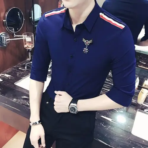 夜场酒吧舞台演出服装 空少男模制服衬衫美发店ktv短袖工作衣服潮