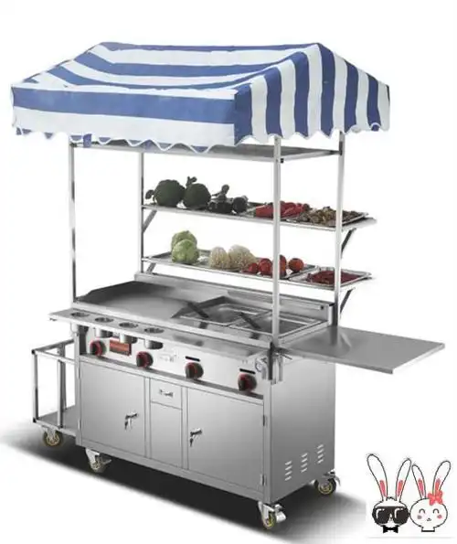 豆腐麻辣串小吃油d炸锅推车商用摆地摊的卖早餐三轮车台式四开关油炸