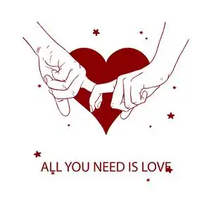 手绘卡通情侣牵手素材