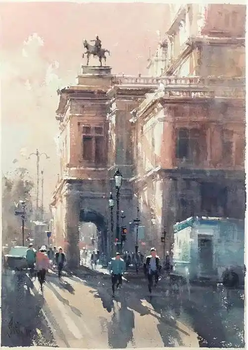 建筑水彩临摹 建筑水彩临摹图片简单