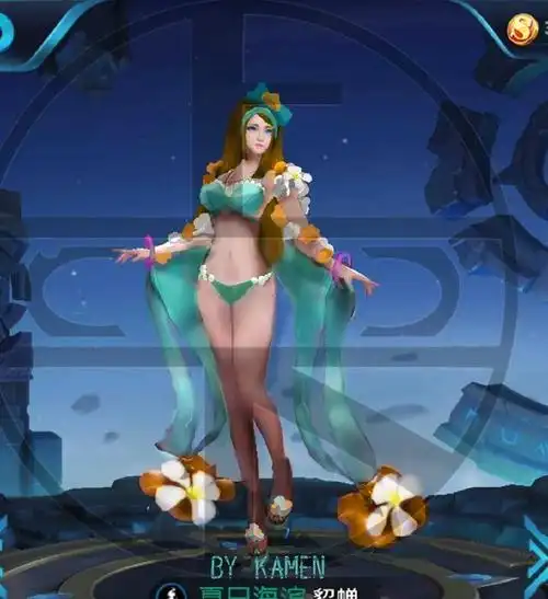 第三位英雄,貂蝉小姐姐的夏日泳装系列,身材还是非常好的,估计吕布