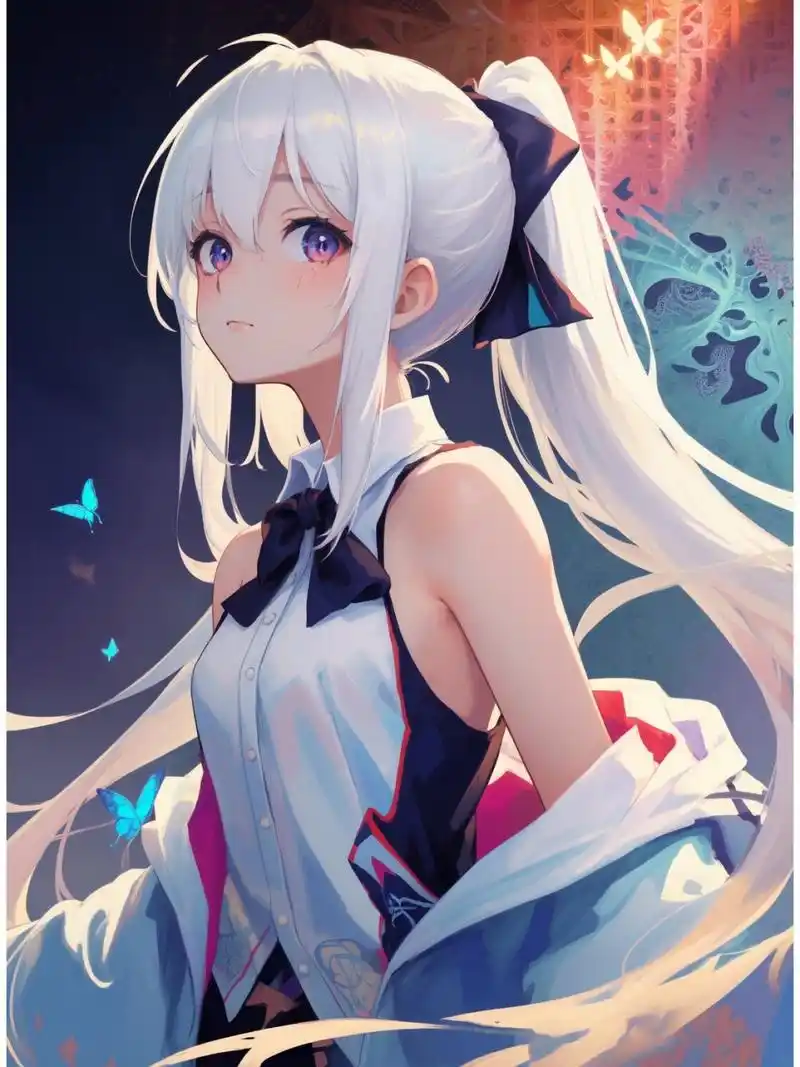 二次元白发少女 她的白发如同雪花飘落. 预祝高考的学弟学妹一切顺利.