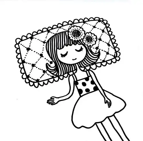 黑白线描画教程26-《爱做梦的女孩》 - 简书