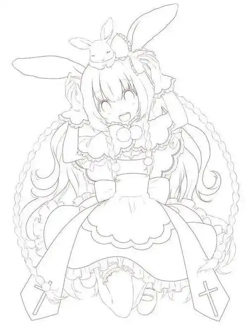 黑白线稿动漫女生线稿素材有了这些线稿寒假有事情做喽