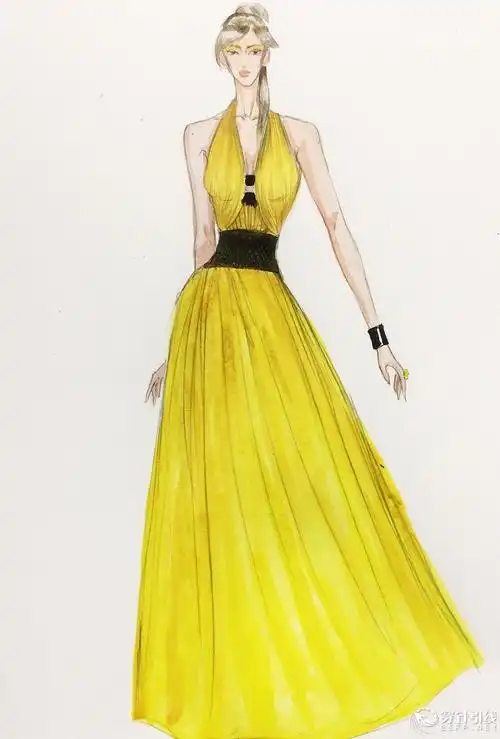 大黄裙-服装画/服装设计手稿 - 穿针引线服装论坛