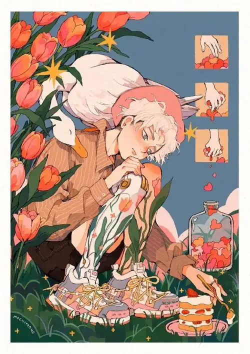 插画|惬意的生活画师twi:mochipanko #生活气息#少年少女