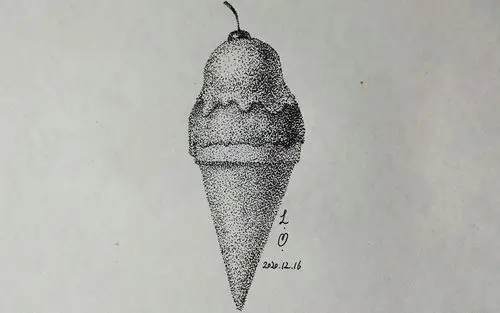 水笔素描画点绘甜筒子