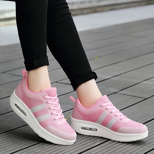 粉色运动鞋女韩版ulzzang原宿中学生气垫跑步鞋少女可爱网面鞋子