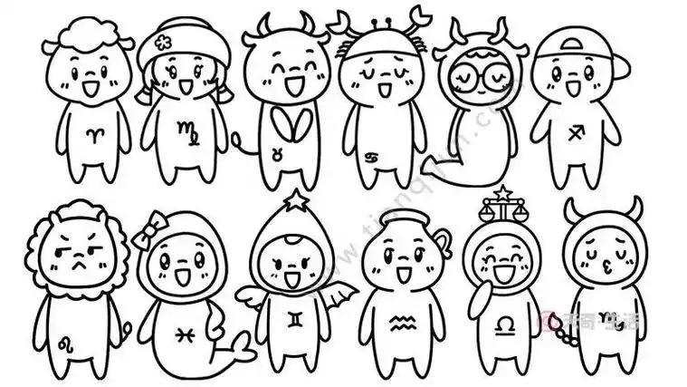 萌萌十二星座天平q版简笔画