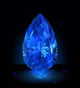 水晶蓝的照片美丽的蓝色宝石蓝宝石在深蓝色背景.矢量插图照片