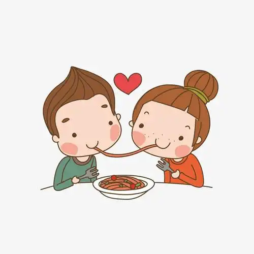 一起吃面的情侣