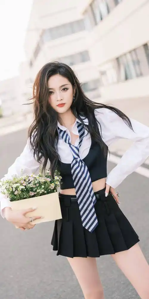 吴宣仪清新穿搭,白衬衫黑裙,满满夏日甜蜜_时尚_黑色_音乐界