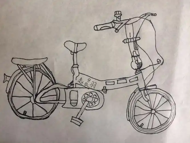 三年级二班学生作品《线描自行车》
