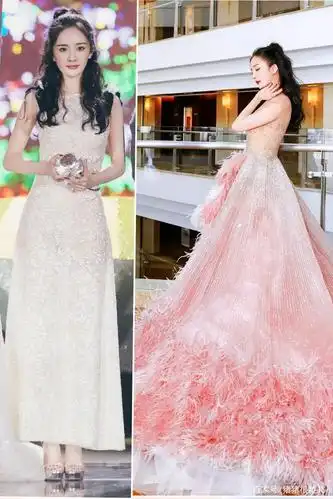 "时尚女王"杨幂亮相星光大赏,一袭不规则粉色羽毛裙,惊艳全场