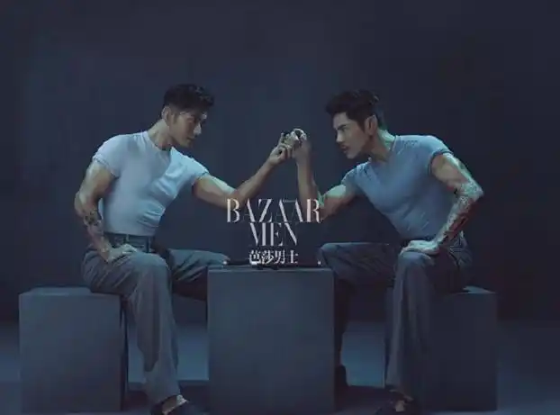 黄晓明向佐携手拍大片大秀肌肉