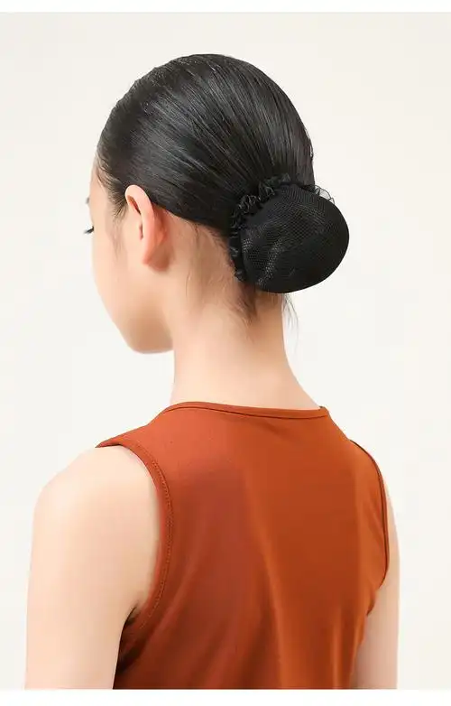 猫度儿童拉丁舞盘发网盘发丸子头舞蹈头饰女童训练黑色盘发带头套