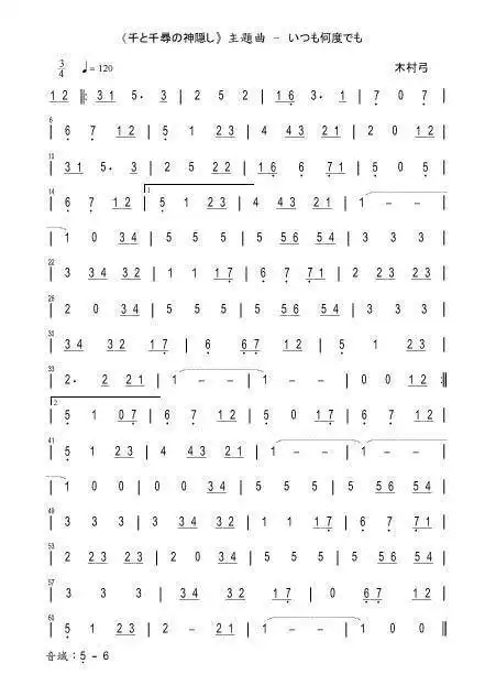 千与千寻口琴c调简谱 蓝调口琴c调千与千寻