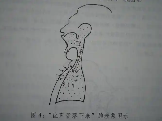 儿"(胸口第二纽扣的位置)往下吸着唱,往后往下"看",一直"看"到横膈膜