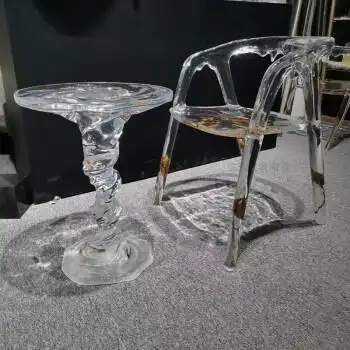 环氧树脂餐椅 意式极简亚克力白色透明餐椅轻奢感舒适环氧树脂椅子