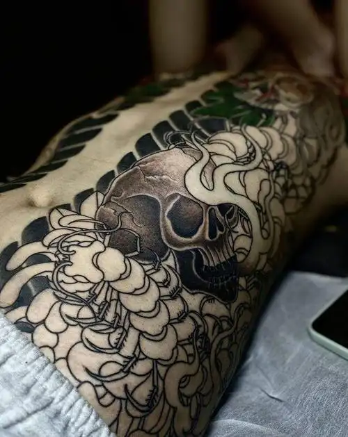 开衫纹身图片腰部胸部老传统纹身图案纹身贴满背日式老传统开衫纹身贴