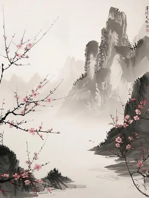 云风ai 的想法: 过了春节,春天就到了,看看梅花山水图吧 | 使用mid