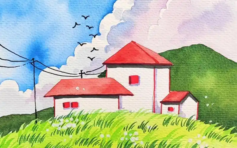 简单水彩风景画
