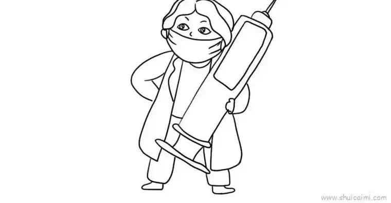 医生拿着针简笔画过程