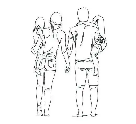 一家四口游泳简笔画