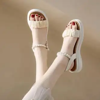 鞋柜达芙妮集团旗下厚底凉鞋女夏季外穿时尚精致法式配裙子小香风凉拖