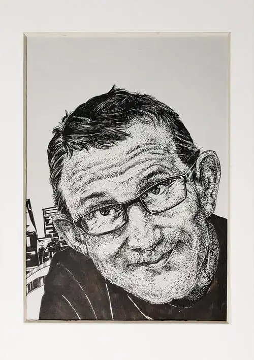 针管笔点绘人像