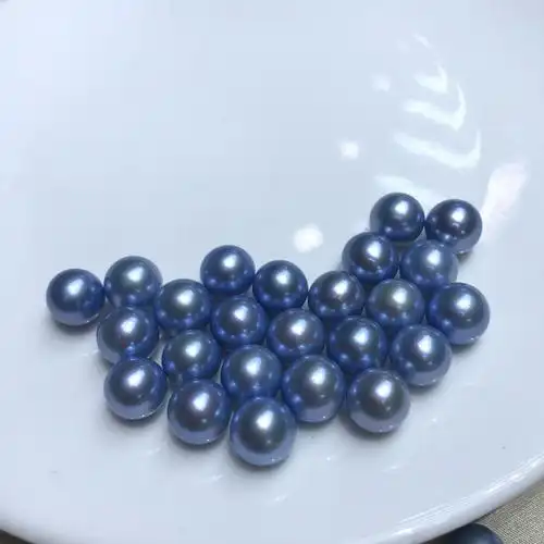 淡水真多麻 天然珍珠裸珠批发 天空蓝珍珠 diy手工材料