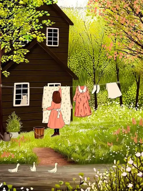 温暖治愈的森系插画愿你每一天都有好心情