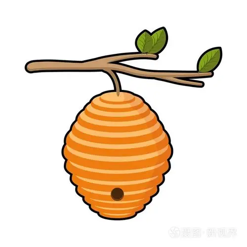 蜂巢中孤立的白色背景上的卡通风格的图标.apairy 符号股票矢量图