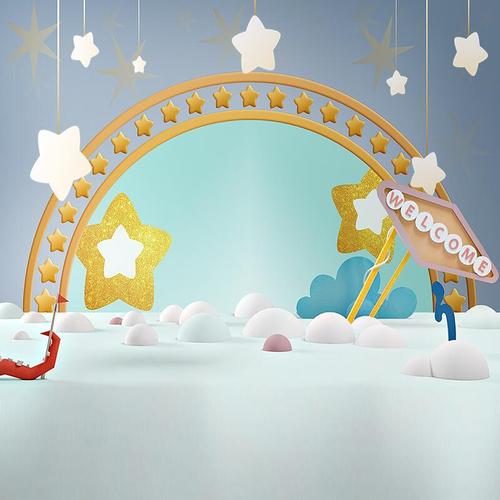 3d播音演讲小主持人口才培训班舞台背景墙纸教育机构教室装饰壁纸