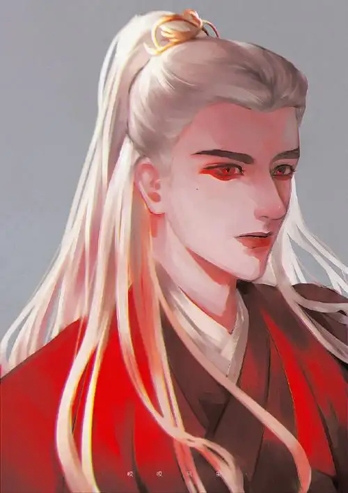 予温爱意#gj#龚俊温客行#私心画一个红眼影的红衣白发高马尾温温