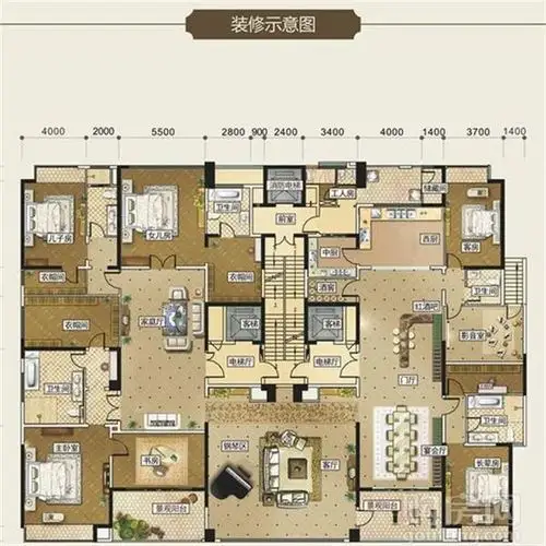 标准层c户型 ,7室3厅,700.05平米