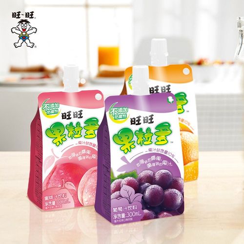 旺旺果粒多果汁饮料维多利葡萄味水蜜桃芒果味百香果可吸果冻袋装