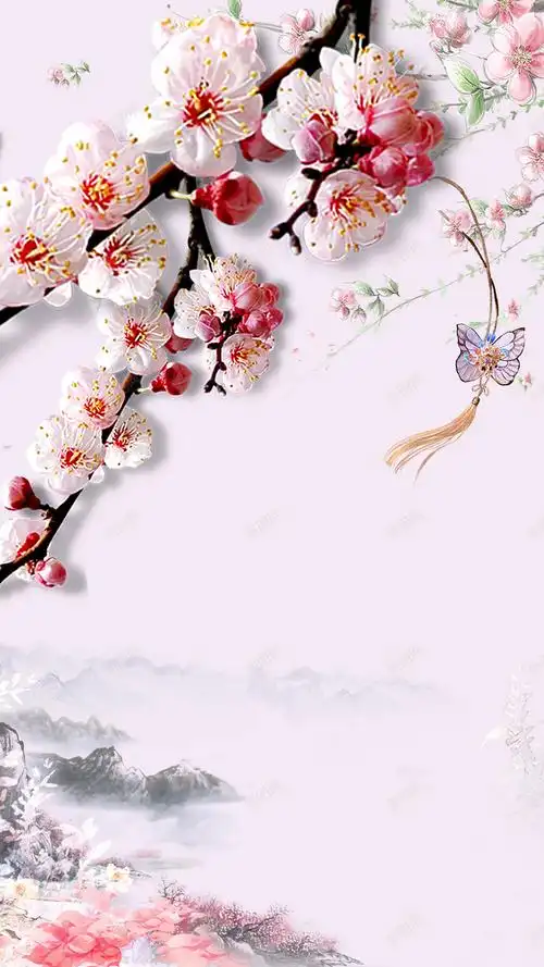 温暖粉色桃花节h5海报背景psd分层高清素材h5三生三世十里桃林十里