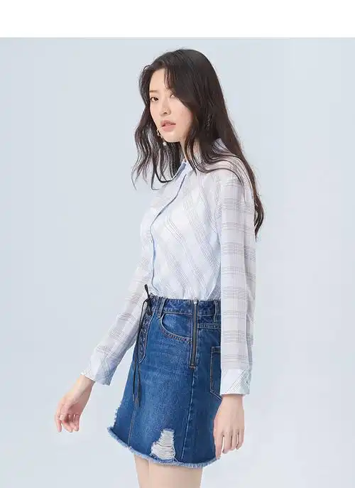 eland衣恋韩范春夏女装设计感上衣休闲时尚简约舒适衬衫女衬衣白色