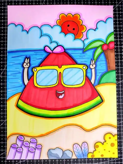 马克笔儿童画夏天的味道