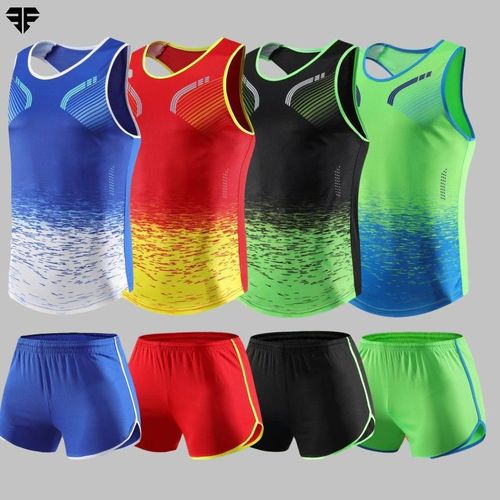 田径服套装男女款紧身长跑马拉松衣服女运动跑步比赛训练短裤背心