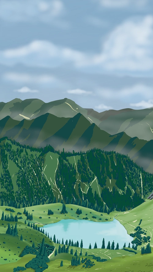 绿水青山|插画|创作习作|祺郢 - 原创作品 - 站酷 (zcool)