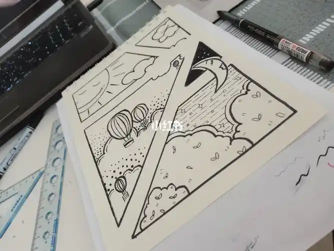 简笔画白天和黑夜简笔画文化绘画