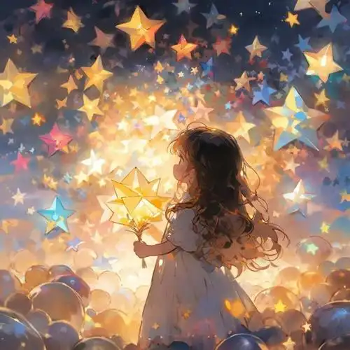 五颜六色星光女孩优质闺蜜头像 治愈系星空下的可爱女孩