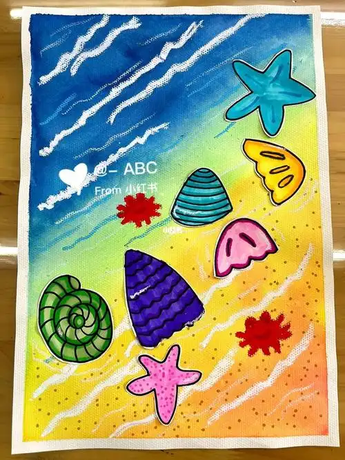 画画  #马克笔  #贝壳  #创意美术  #少儿美术