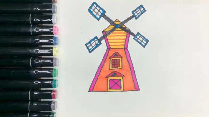 很好画的风车简笔画儿童创意美术