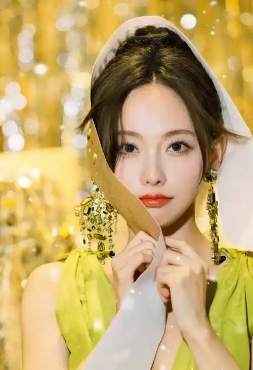 张嘉倪绿色v领连衣裙时尚写真_美得_眼睛_一身