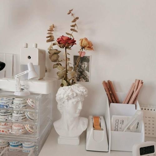 北欧ins风复古大卫花瓶干花摆件文艺化妆刷收纳桶网红拍照道具