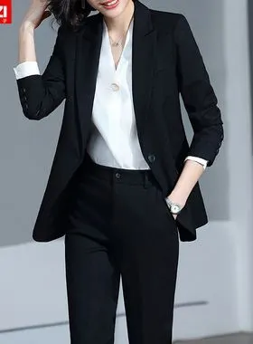 黑色西装外套女商务正装2020年秋季韩版时尚气质职业套装女士西服