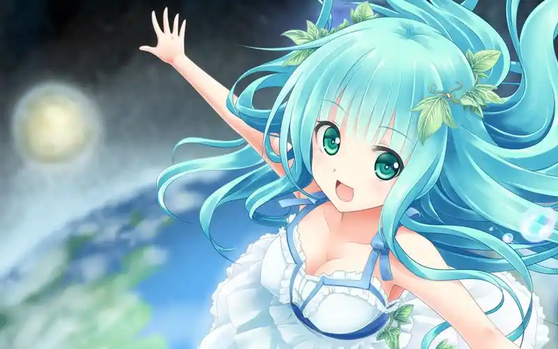 谁能给我一些可爱的海蓝色头发的动漫女生图片?